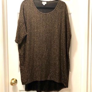LULAROE IRMA HI LO BLACK GOLD XL Tunic